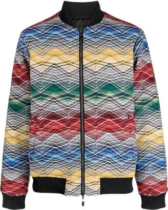 Reversible Zigzag-Print Bomber Jacket