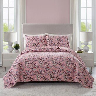 Botanical Paisley Pink Quilt Set, King