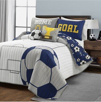 Soccer Game Reversible Oversized Kids' 4Pc Quilt Set