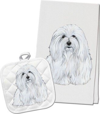 Coton De Tulear Kitchen Dish Towel & Pot Holder Gift Set