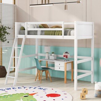 Sunmory Solid Wood Twin Size Loft Bed with Ladder