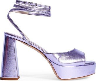 Bettina Vermillon Janet Metallic Faux Leather Platform Sandals