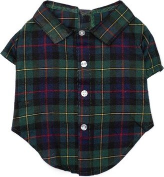 The Worthy Dog Flannel MacLeod Tartan Plaid Button Up Look Pet Shirt - Black Multicolored - L