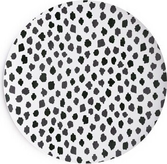 Salad Plates: Inky Spots - Black And White Salad Plate, White