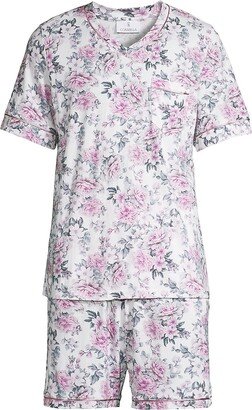 Bella Floral Cotton-Blend Pajamas-AA