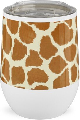 Travel Mugs: Giraffe Spots Stainless Steel Travel Tumbler, 12Oz, Brown