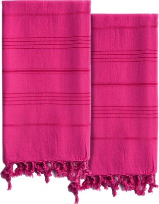 Set Of 2 Summer Fun Turkish Cotton Pestemal Beach Towels-AG