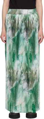 Green Pleated Maxi Skirt