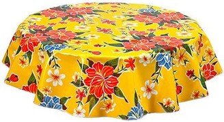 Round Oilcloth Tablecloth Hawaii Yellow