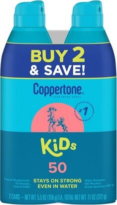Kids Sunscreen Spray - SPF 50 - 11oz - Twin Pack