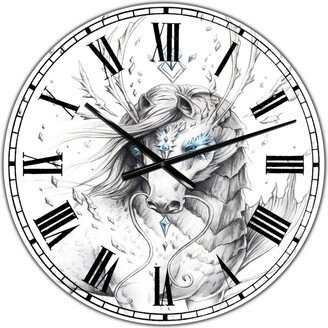 Designart Sea Horse Crystal Blue Oversized Modern Wall Clock - 36