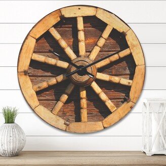 Designart 'Antique Wagon Wheel' Farmhouse Wood Wall Clock