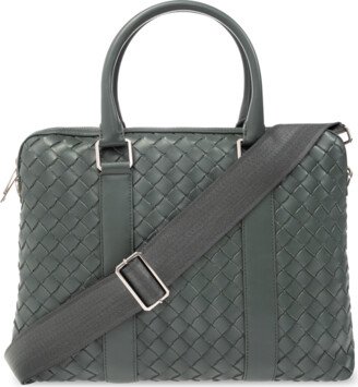 Leather Briefcase - Grey