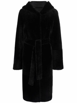 Reversible Hooded Shearling Coat-AF