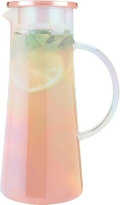 Charlie Glass Iced Tea Pitcher with Lid - Infusion Pitcher for Loose Leaf Tea - 1.5liter Iridescent Glass and Stainless Steel - Set of 1