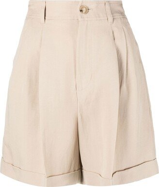 Linen Blend Shorts-AA