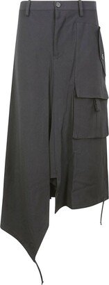 High Waist Asymmetric Midi Skirt-AA