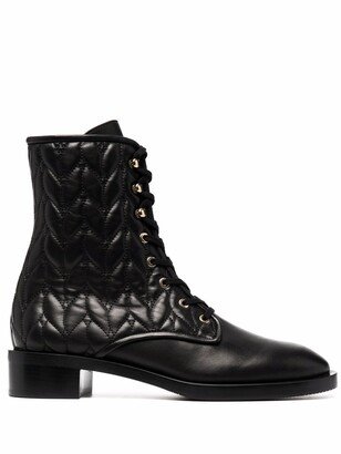 Quilted Lace-Up Boots-AA