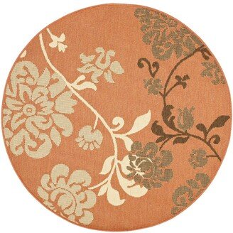 Courtyard Terra Natural and Brown 5'3 x 5'3 Round Outdoor Area Rug