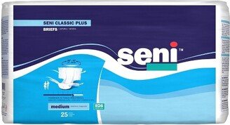 Seni Classic Plus Incontinence Briefs, Heavy Absorbency, Unisex, Medium, 25 Count, 1 Pack