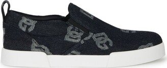 Denim Logo Portofino Slip-On Sneakers