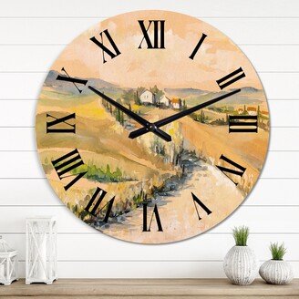 Designart 'Countryside In Tuscany Italy' Country wall clock