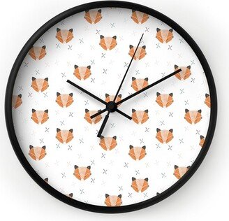 Hello Twiggs Fox Fox Fox Round Black Clock