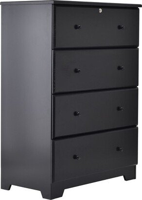 Isabela Solid Pine Wood 4 Drawer Chest Dresser in Black