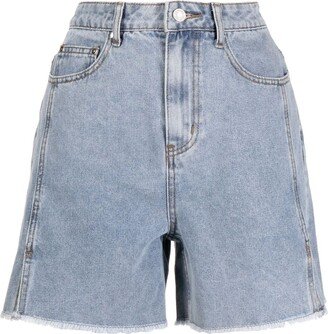 b+ab Frayed Mid-Rise Denim Shorts