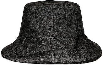 Reversible Denim Sherpa Bucket Hat in Black