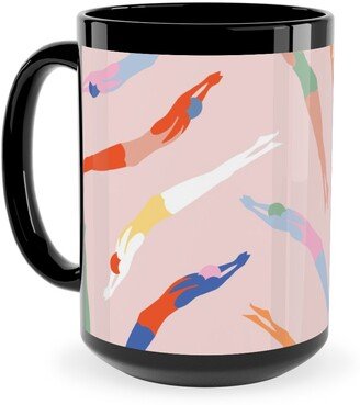 Mugs: Art Deco Divers - Pink Ceramic Mug, Black, 15Oz, Pink