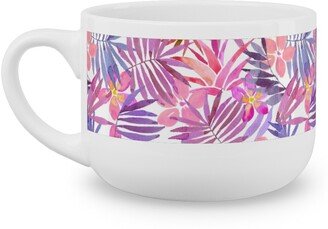 Mugs: Watercolor Tropical Vibes - Pink Latte Mug, White, 25Oz, Pink