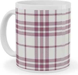 Mugs: Tartan Check Ceramic Mug, White, 11Oz, Purple