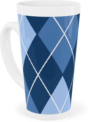 Mugs: Classic Argyle Plaid In Blues Tall Latte Mug, 17Oz, Blue