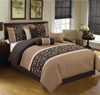 Chinensis Brown Embrodiery 7-piece Comforter Set