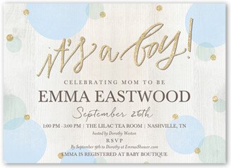 Baby Shower Invitations: Newborn Confetti Boy Baby Shower Invitation, Beige, Standard Smooth Cardstock, Square