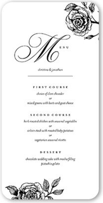 Wedding Menu Cards: Romantic Rose Wedding Menu, Beige, 4X8 Flat Menu, Matte, Signature Smooth Cardstock, Rounded