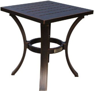 22 Inch Noe Metal Patio End Table with Flared Legs, Dark Bronze