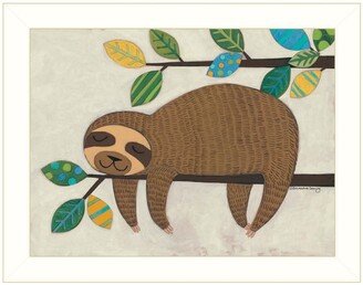 Hanging Sloth Ii by Bernadette Deming, Ready to hang Framed Print, White Frame, 18