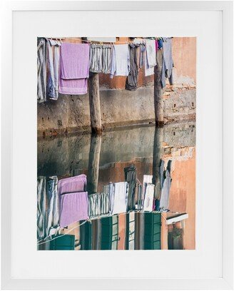 CLOTHESLINE REFLECTION VENICE White Framed Giclee Print