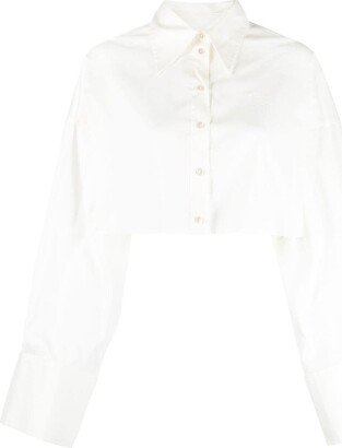 Cropped Pointed-Collar Shirt