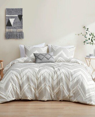 Closeout! Bayside Clipped Jacquard 4-Pc. Duvet Cover Set, King/California King