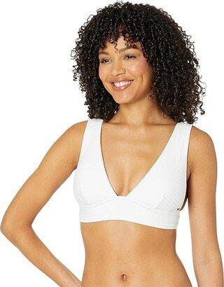 Premium Surf Deep V Top (White) Women's Swimwear