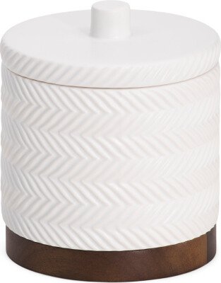 Cotton Jar With Wooden Base