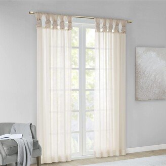 Gracie Mills Diy Twisted Tab Sheer Window Curtain Panel, Ivory - 63 Panel