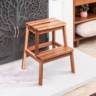 CoolArea Acacia Wood Two Steps Stool Small Size Rectangle Top Best Ideas For Kitchen Living Room