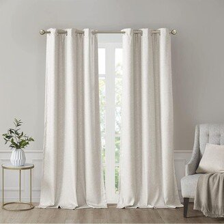 Gracie Mills Polyester Printed Faux Silk Total Blackout Window Panel Pair, Ivory - 42x84