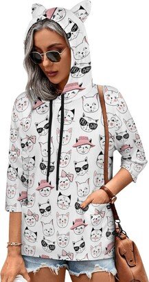 MENRIAOV Cute Kitten Womens Cute Hoodies with Cat Ears Sweatshirt Pullover with Pockets Shirt Top 4XL Style