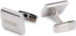 Square brass cufflinks with engraved logo