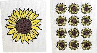 Abbott Collection Swedish Dish Cloth Sunflowers Dishcloth - Two Swedish Dishcloths 8 Inches - Eco-Friendly - 84Asdsunflower - Cellulose - Yellow